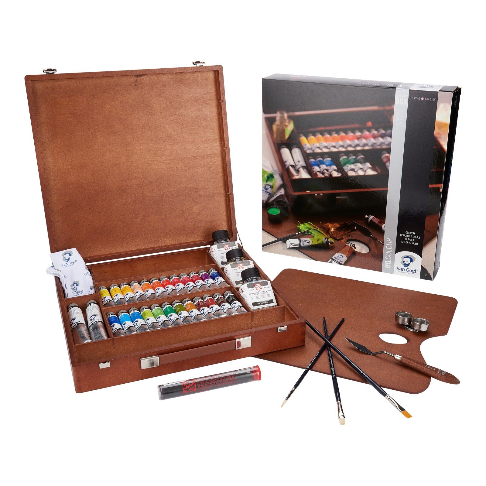 Van Gogh • Olieverf Kist Expert met 24 Kleuren in Tubes Van 20ml + 2 Kleuren in Tubes van 60ml + Accessoires