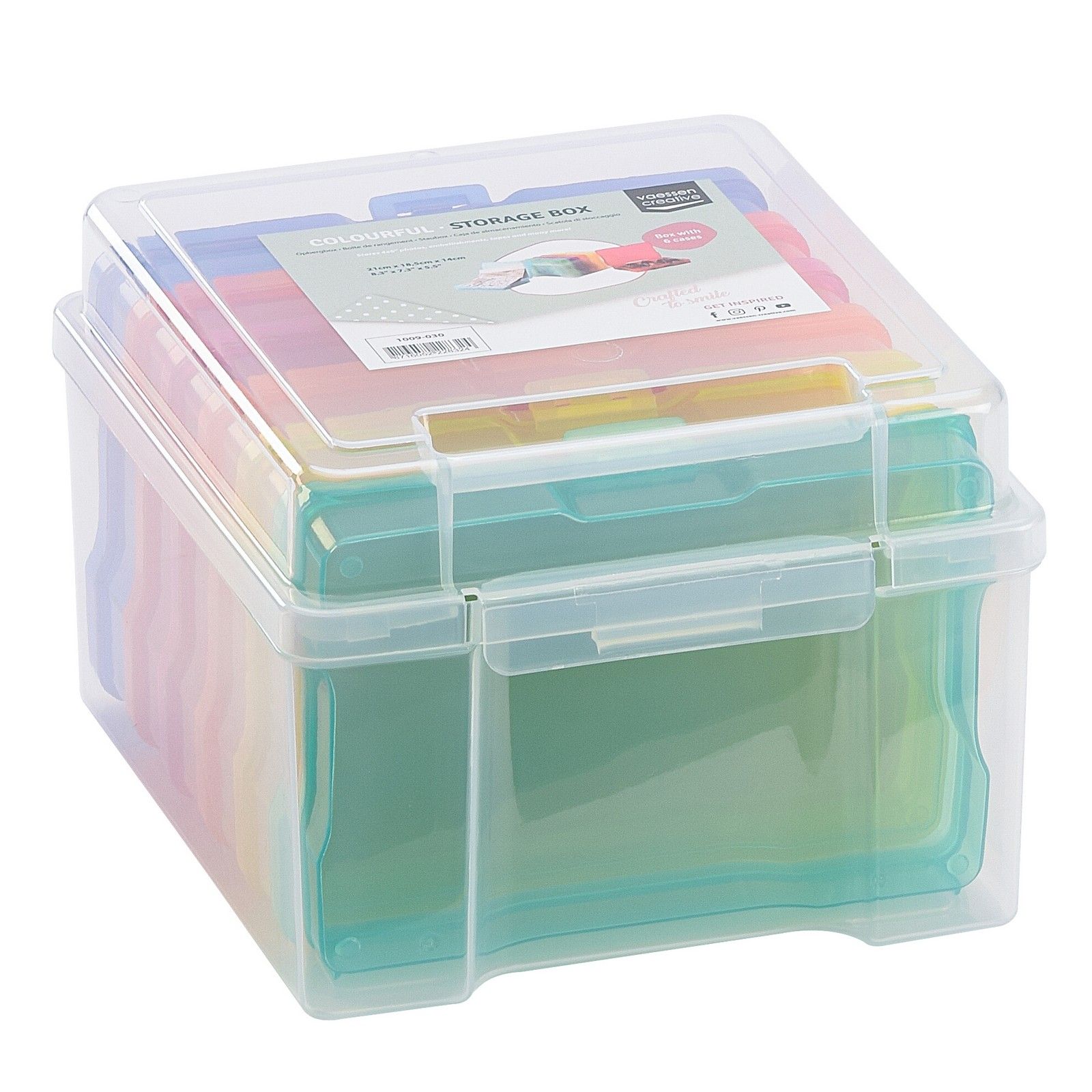 Vaessen Creative • Boîte de Rangement Colorée avec 6 Compartiments