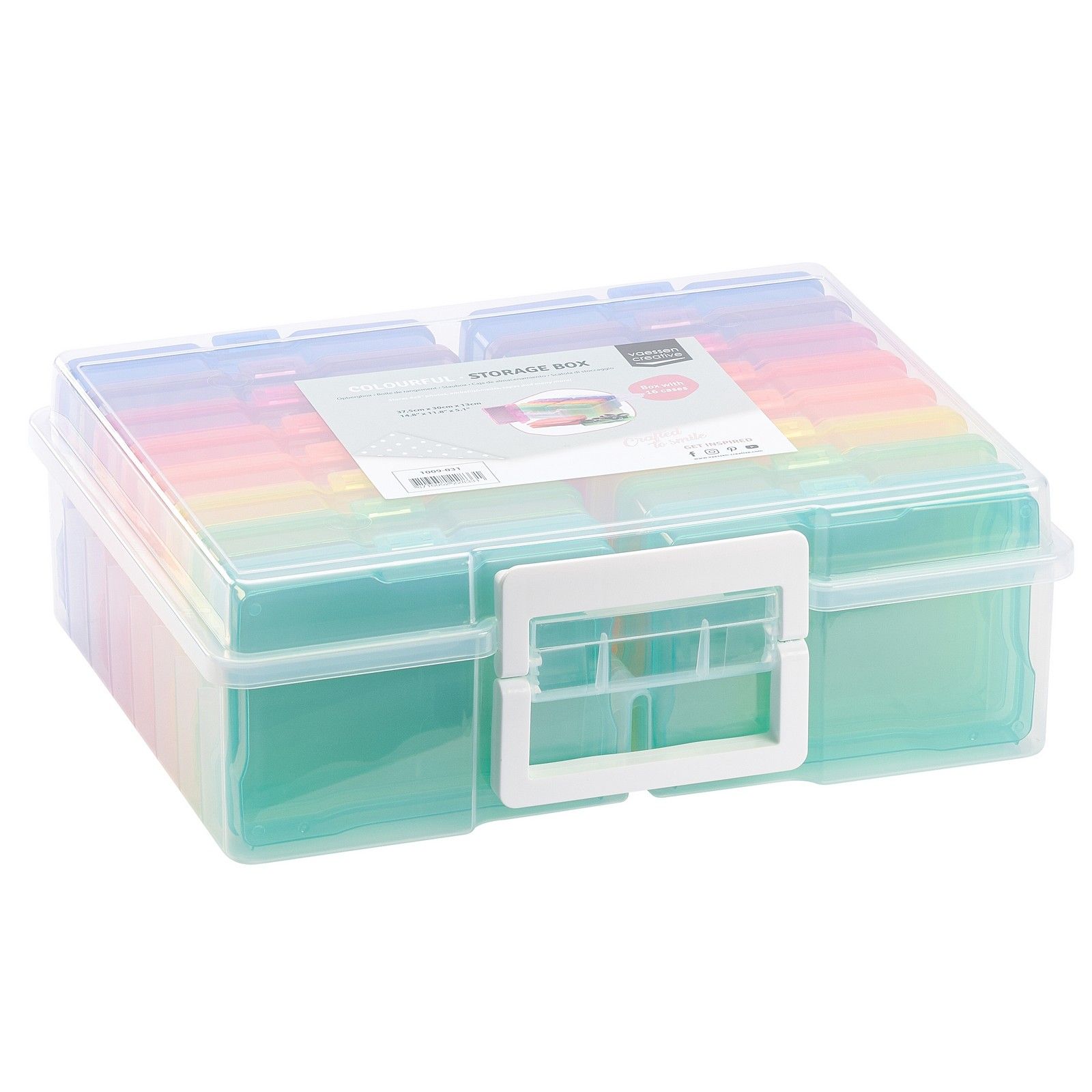 Vaessen Creative • Farbige Aufbewahrungsbox mit 16 Boxen