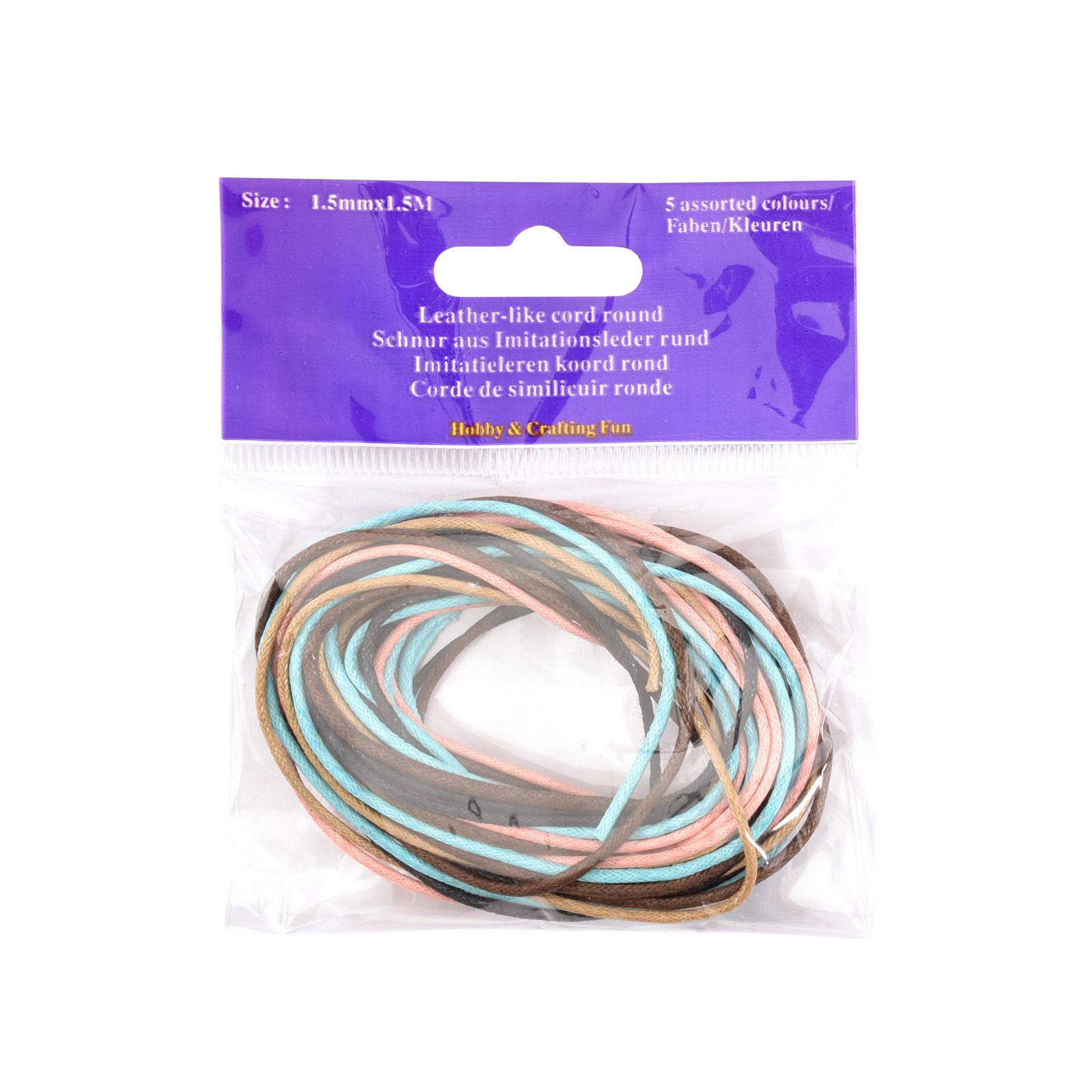 Leather Cord 1.5 mm 5 Assorted Colours