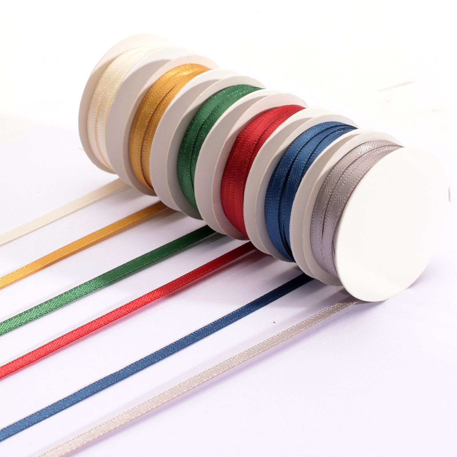 Vaessen Creative • Satin Ribbon 6 Colours 3mmx2m Christmas