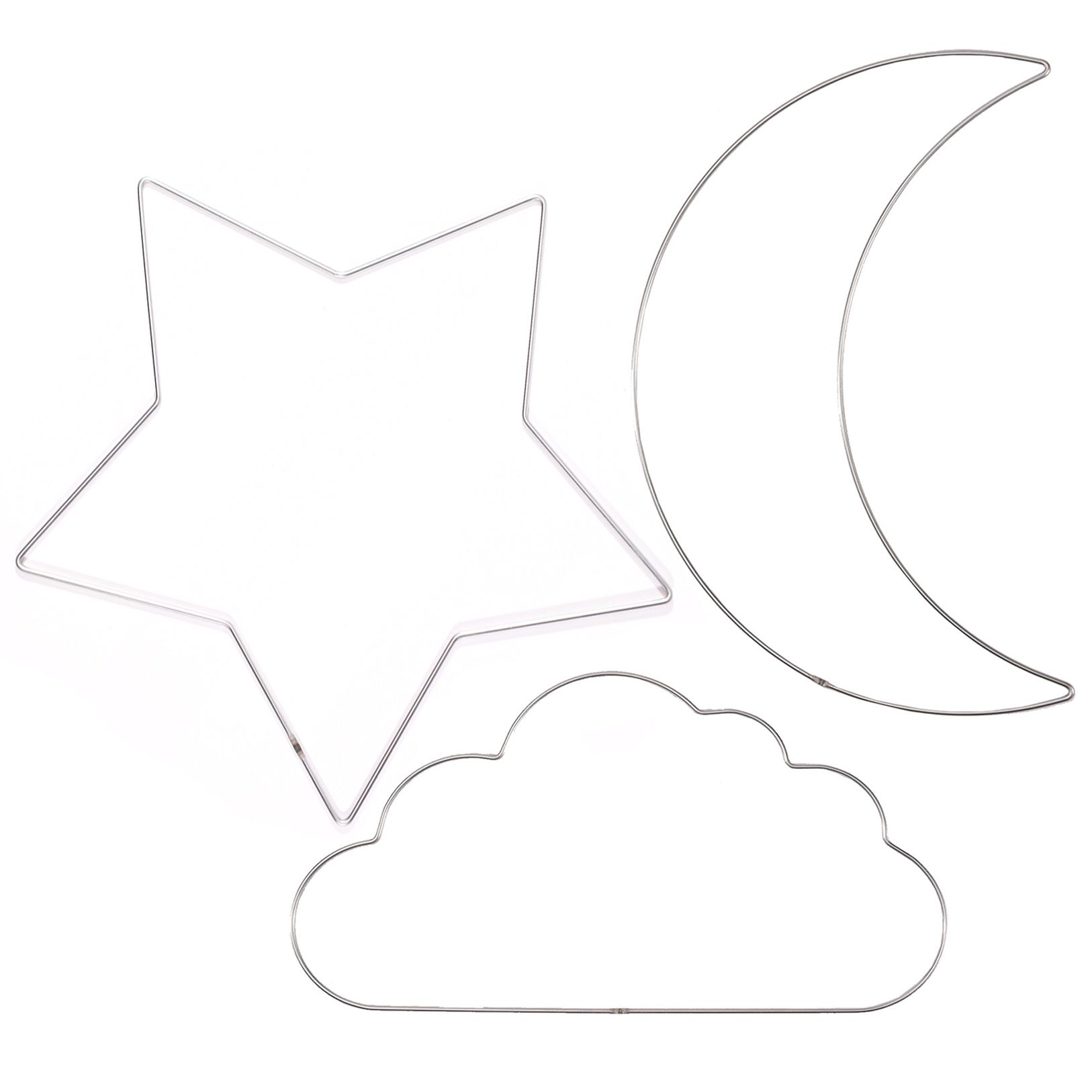 Vaessen Creative • Juego de Anillos de Metal Estrella Luna y Nube Ø32cm 3mm Plata