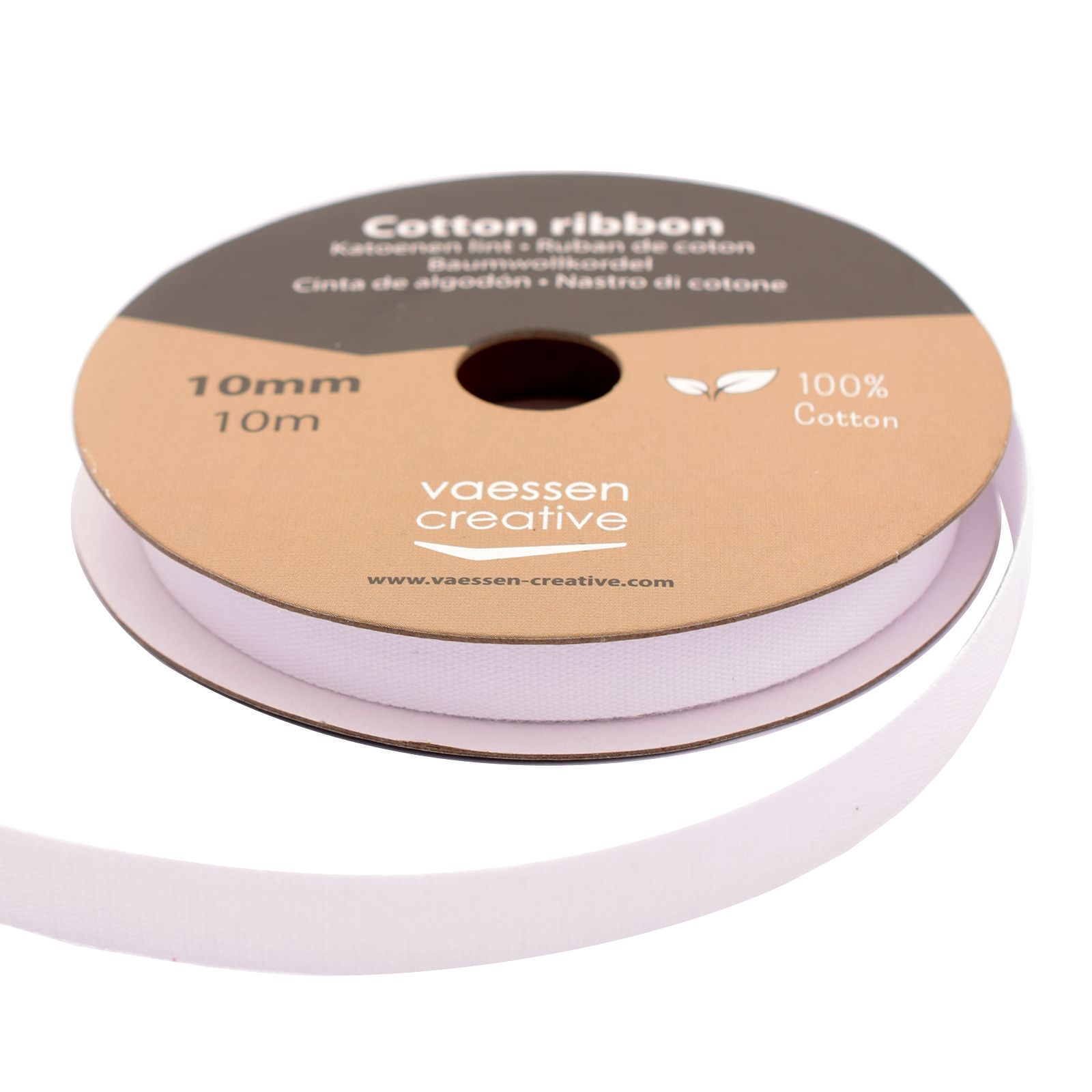 Vaessen Creative • Nastro di cotone 10mm x 10m Bianco