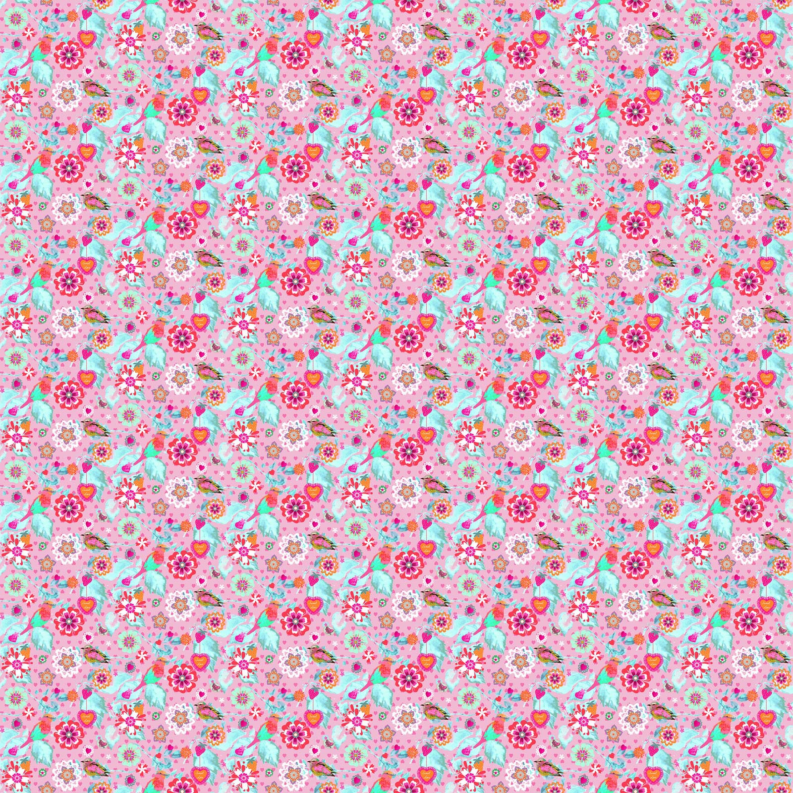 Vaessen Creative • CoCo-ton katoen stof 45x50cm so cute roze bloemen motief