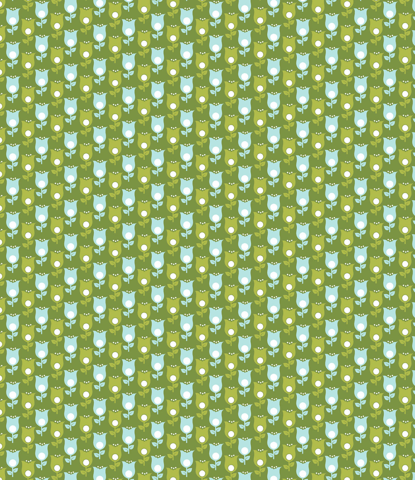 Vaessen Creative • CoCo-ton katoen stof 45x50cm retro groen tulpen motief