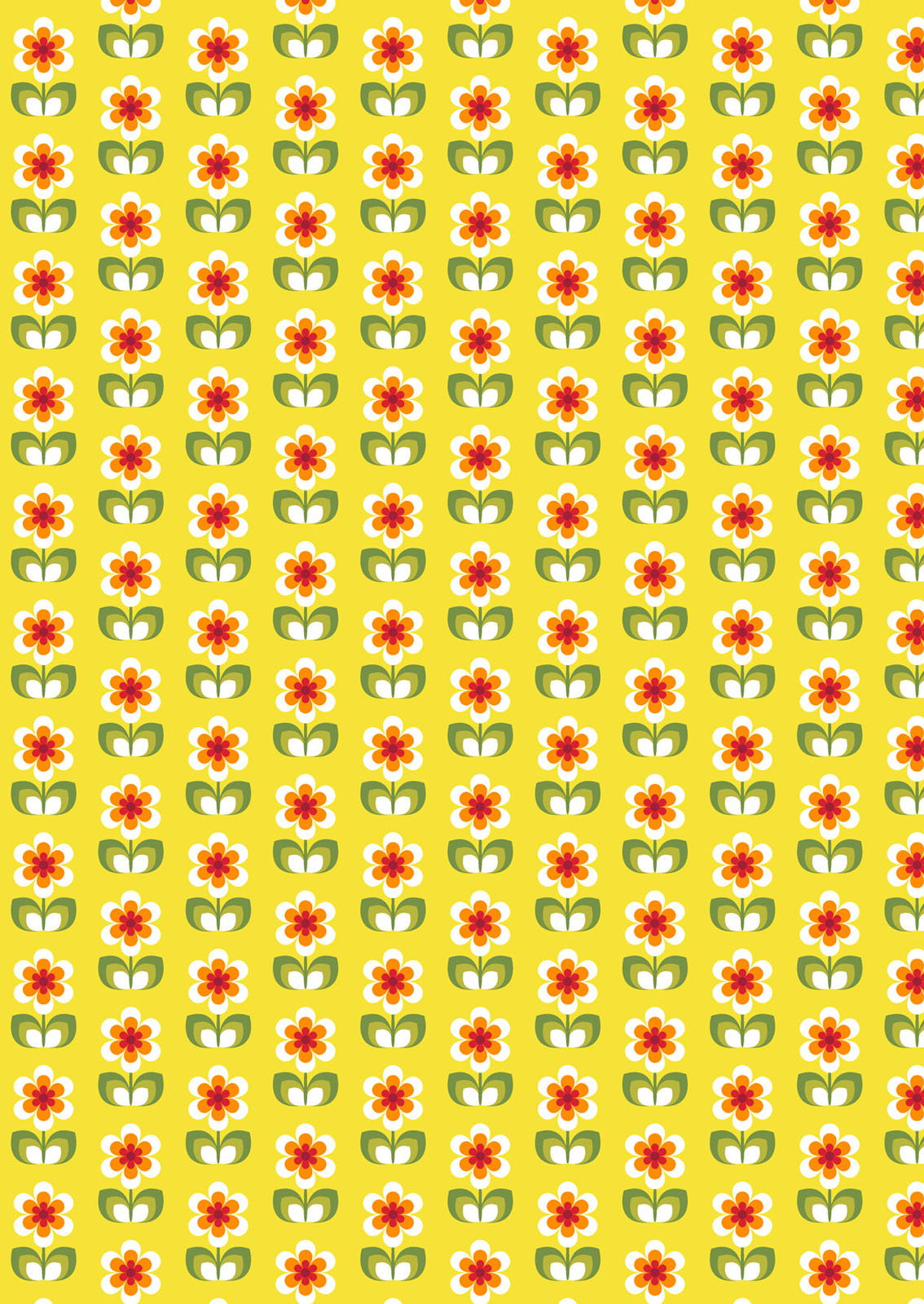 Vaessen Creative • CoCo-ton Baumwollstoff 45x50cm retro gelb Blumenmotiv