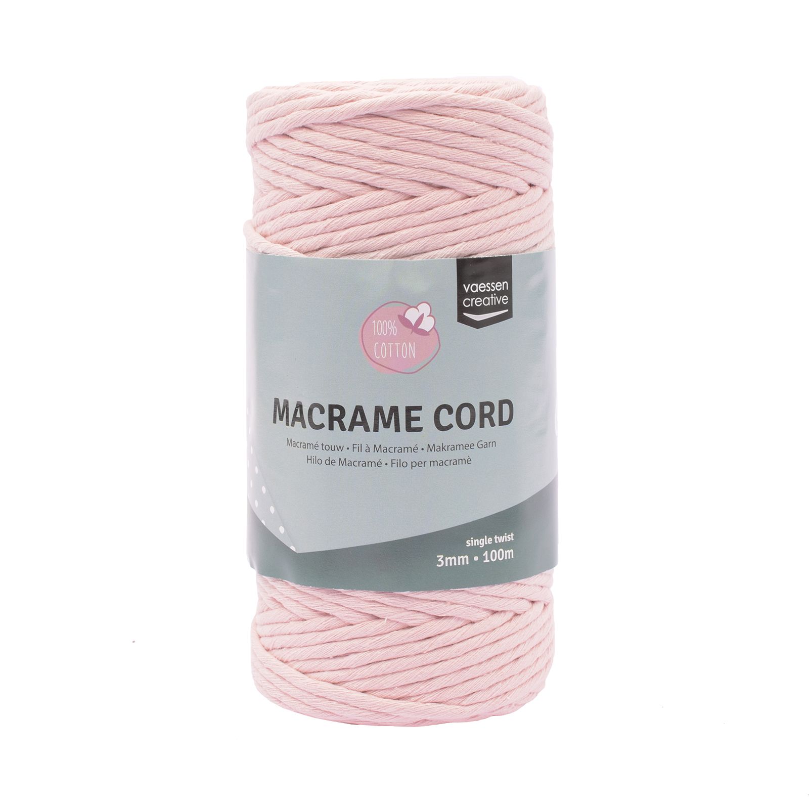 3mm Single Twisted Macrame Cord 100m 100% Cotton 14 Colours
