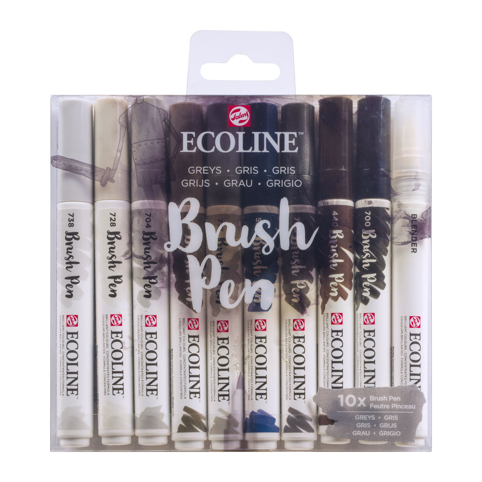 Ecoline • Set van 10 Brush Pens Grijs