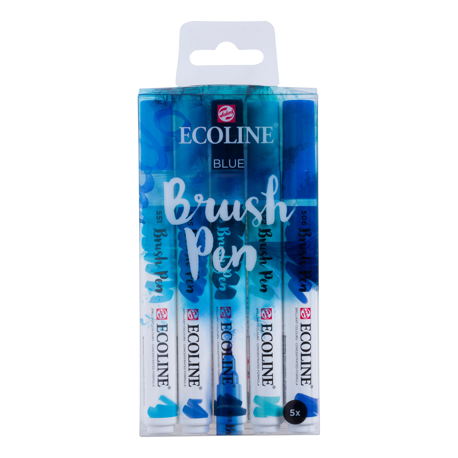 Ecoline • Estuche de 5 Brush Pen Azul