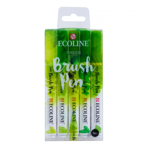 Ecoline • Estuche de 5 Brush Pen Verde