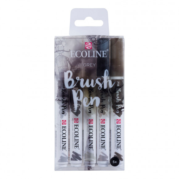 Ecoline • Estuche de 5 Brush Pen Gris