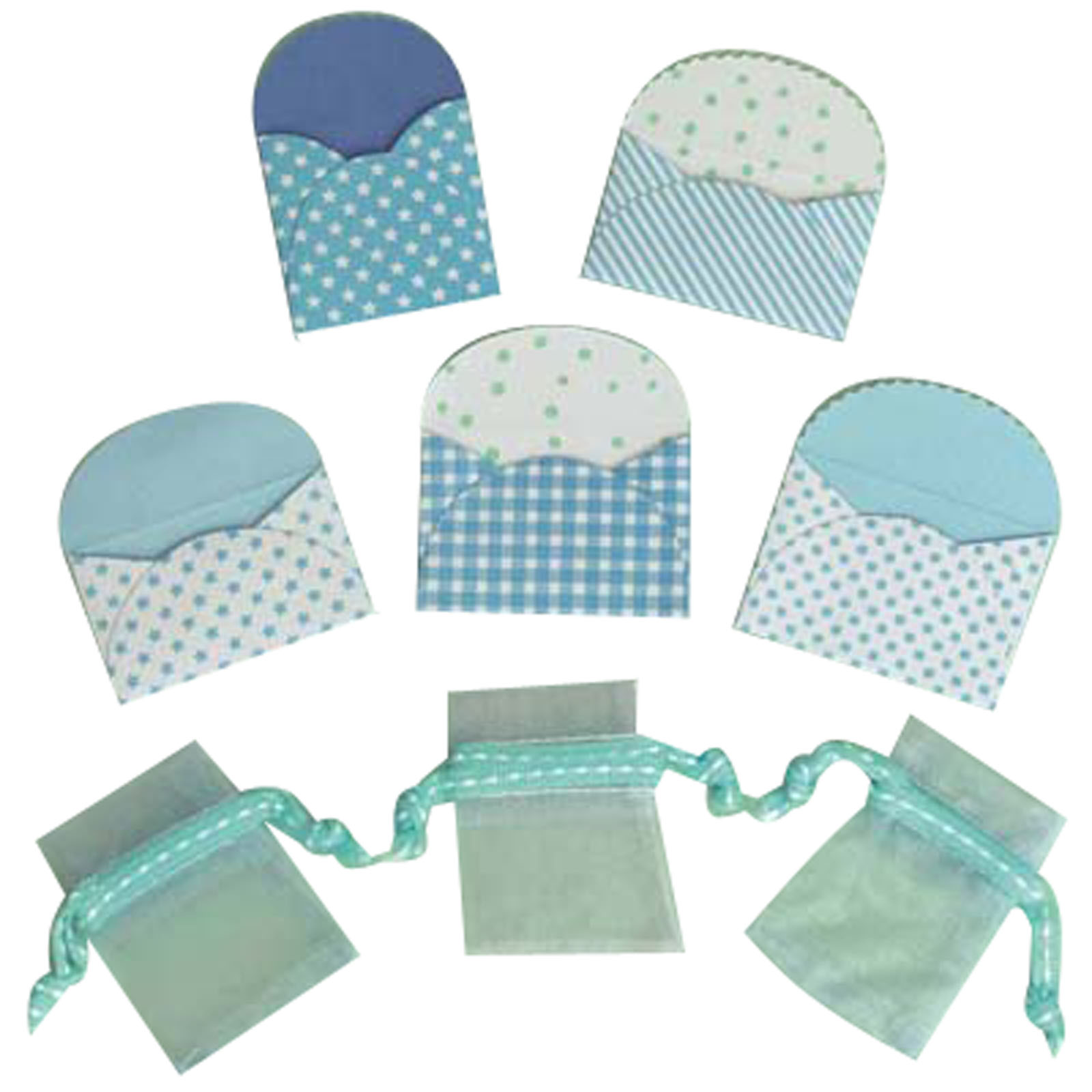 Vaessen Creative • Mini envelopes x5 + mini Organza bags x3 baby blue