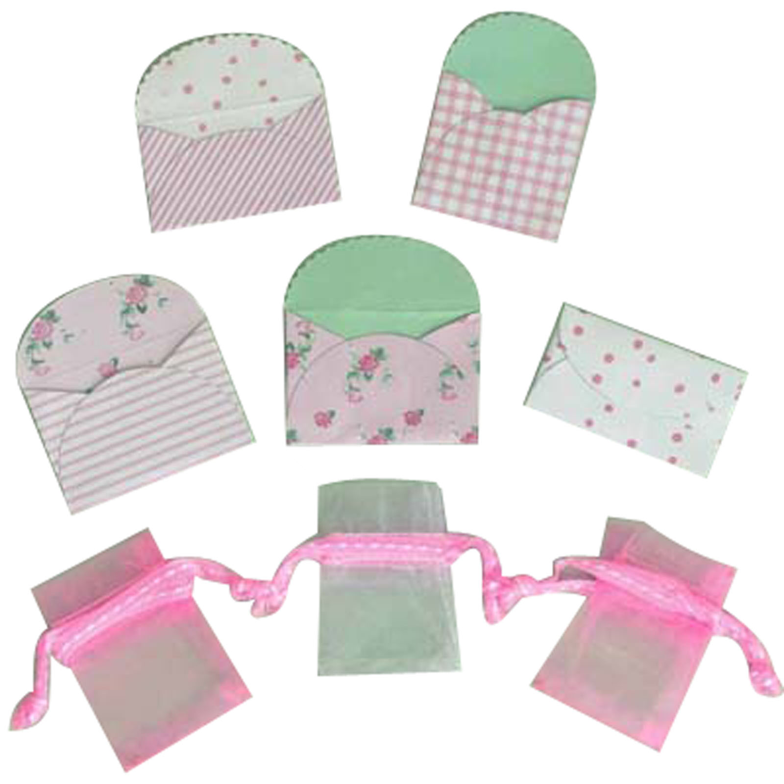 Vaessen Creative • Mini envelopes x5 + mini Organza bags x3 baby pink