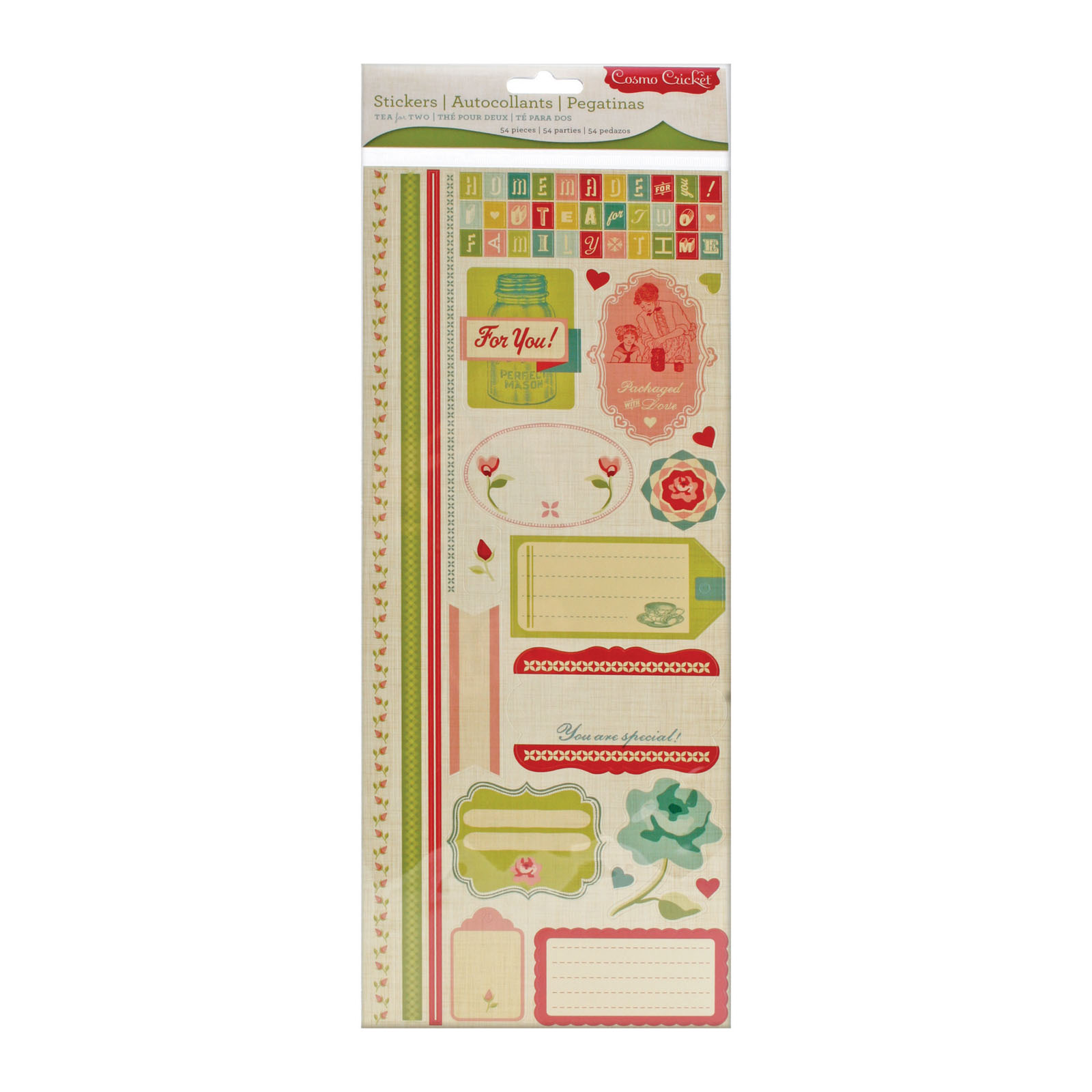 Cosmo cricket • Tea for two cardstock stickers 54pcs