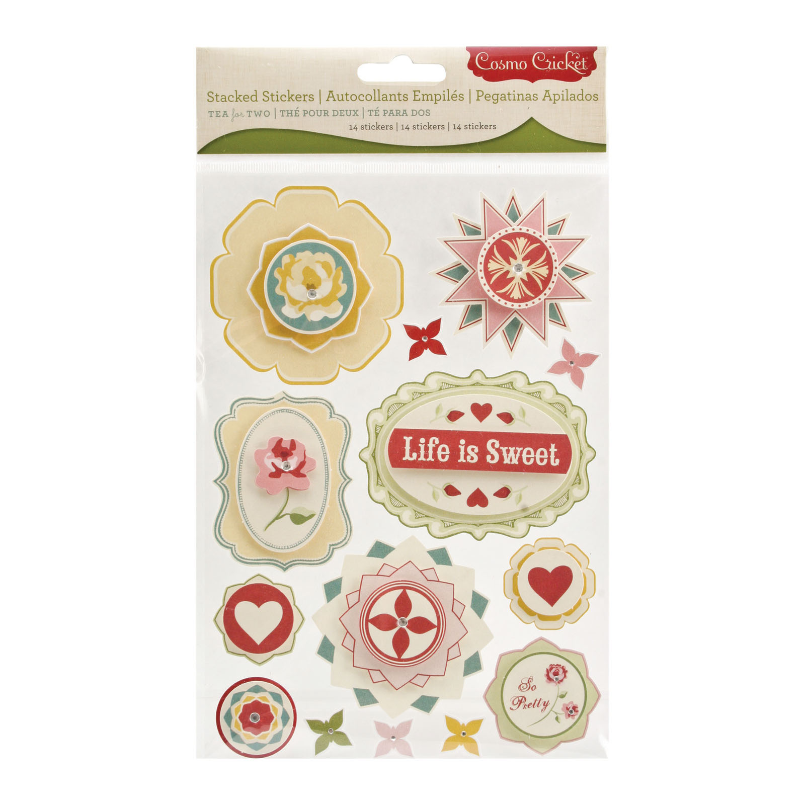 Cosmo cricket • Tea for two 3D stickers 14pcs