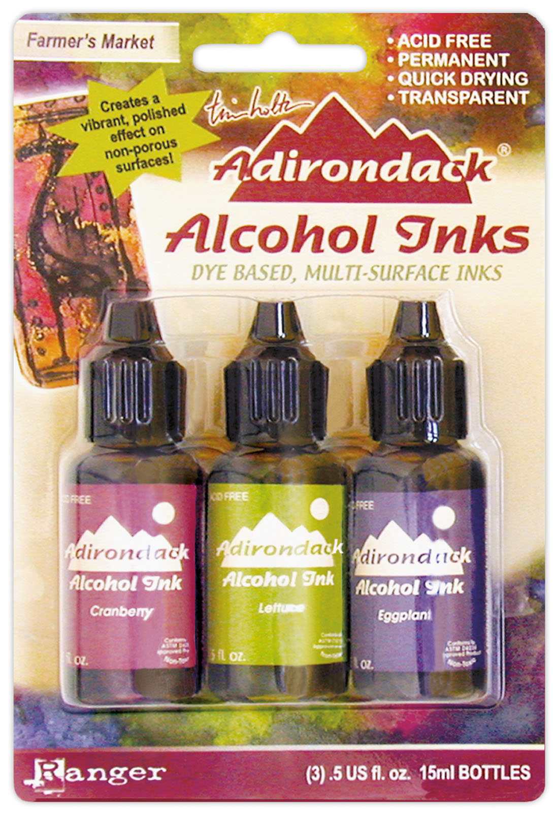 Ranger • Tim Holtz Adirondack Alcohol Inks Cranberry, Lettuce & Eggplant 14ml