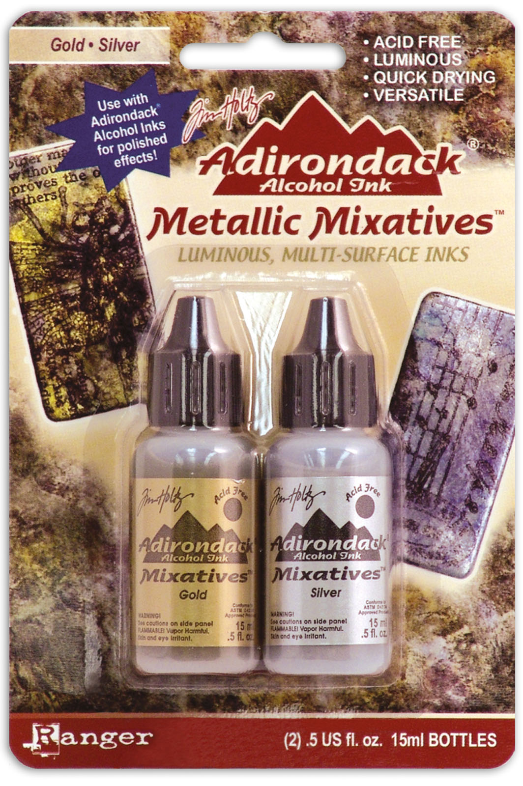 Ranger • Tim Holtz Adirondack Alkohol Ink Mixatives Gold & Silver 15ml