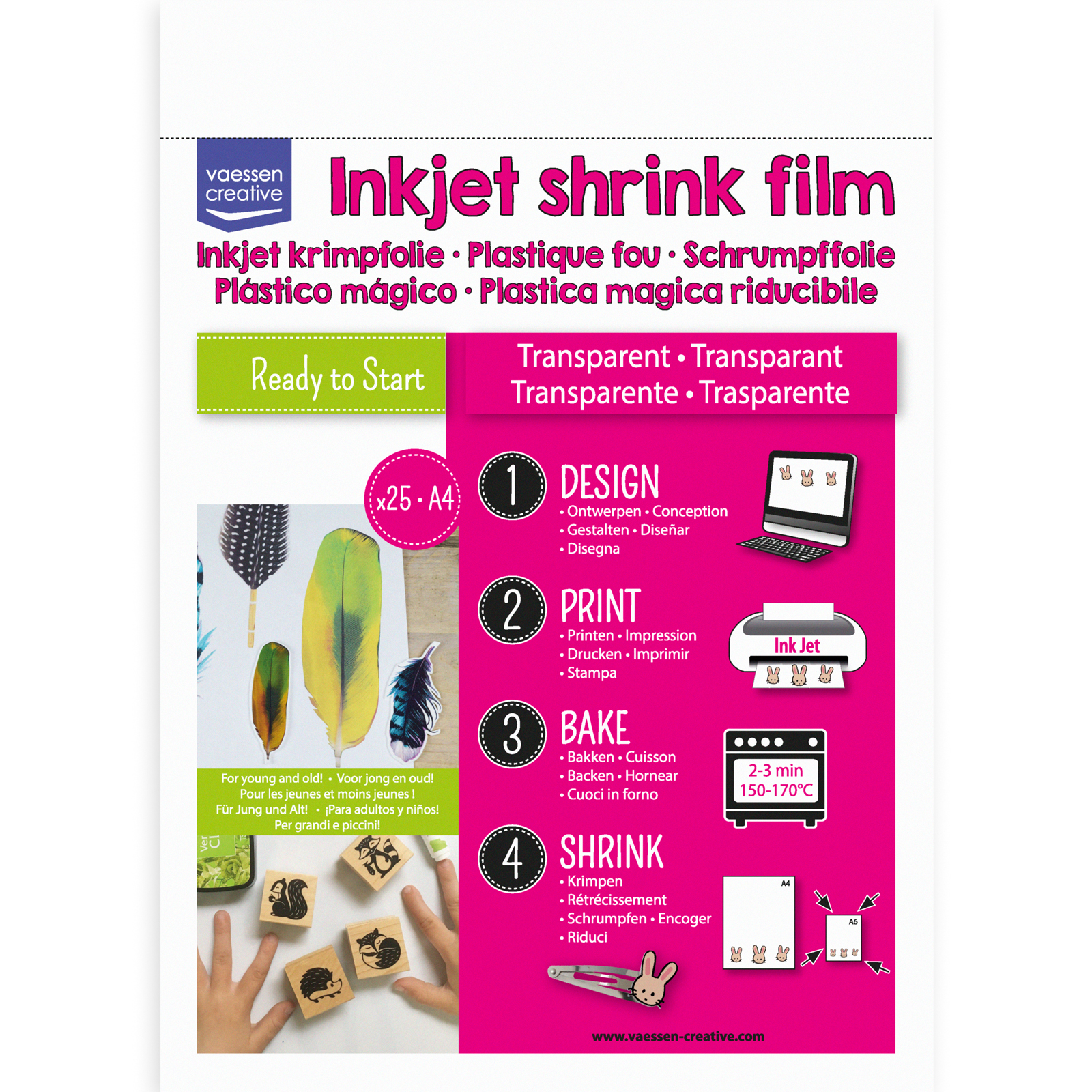 Vaessen Creative • Shrink plastic Inkjet A4 Transparant 25pcs