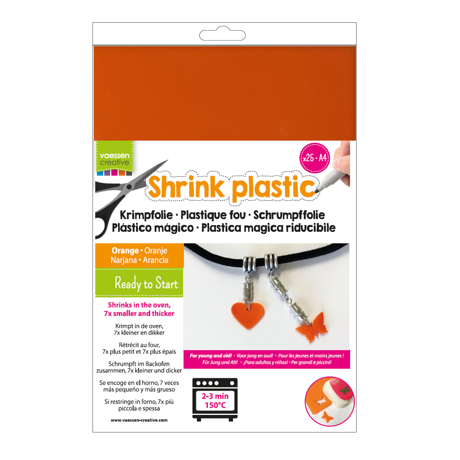 Vaessen Creative • Shrink plastic A4 Orange 25pcs