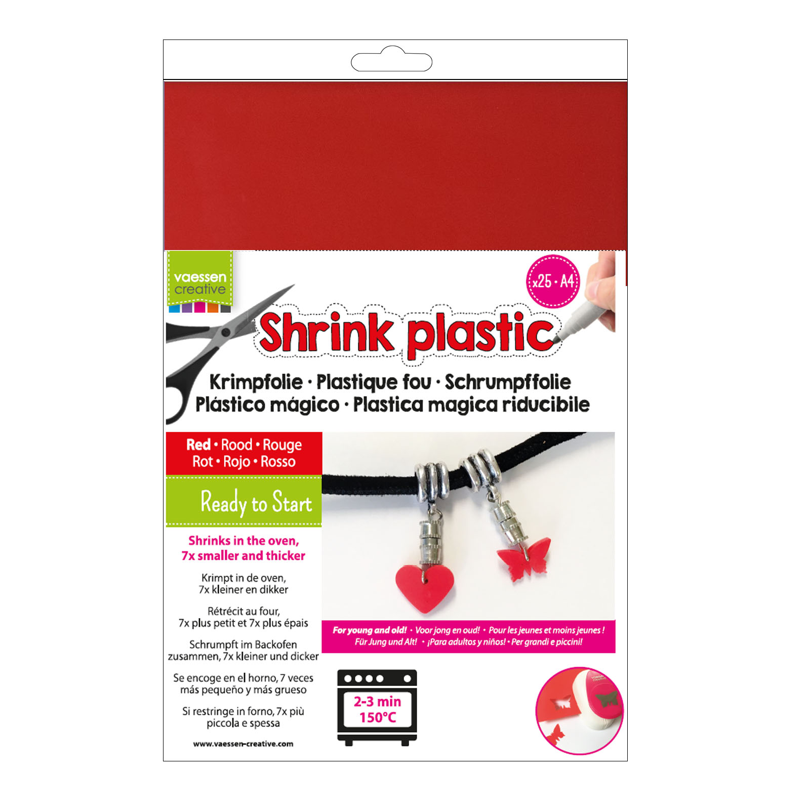 Vaessen Creative • Shrink plastic A4 Red 25pcs