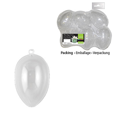 Vaessen Creative • Plastic Egg 2 Parts Pre-packed 8x5.5,7cm 4pcs