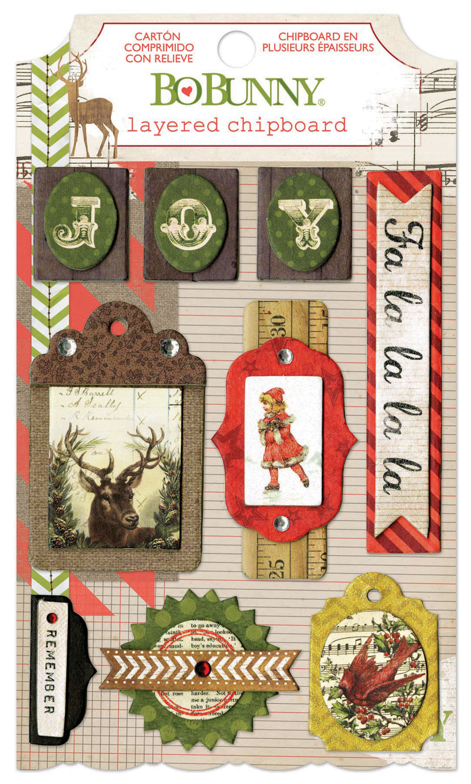 Bo Bunny • Christmas collage layered chipboard