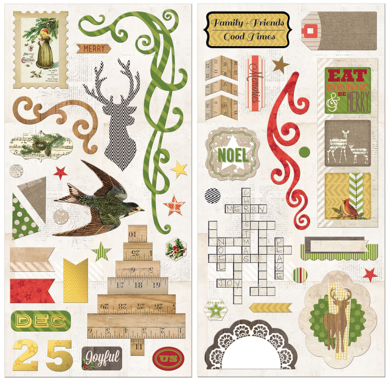 Bo Bunny • Christmas collage 30,5x30,5cm chipboard