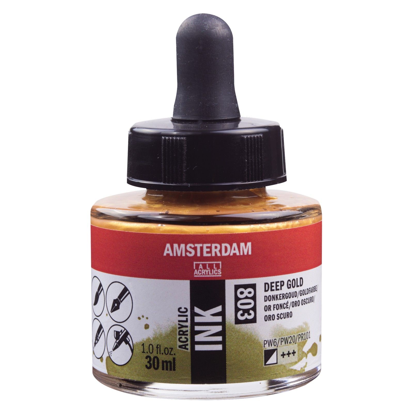 Amsterdam • Acrylinkt Fles 30 ml Donkergoud 803