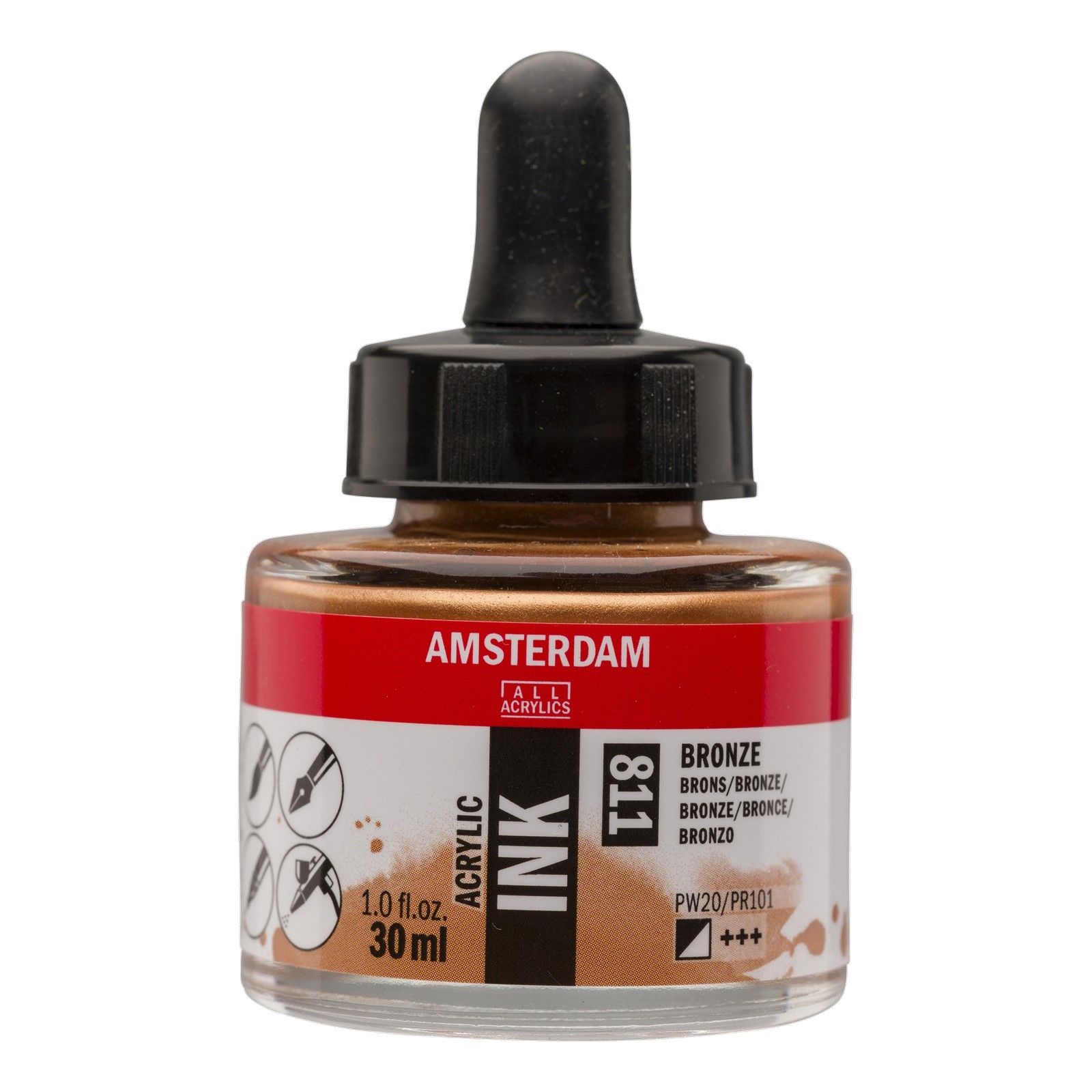 Amsterdam • Acrylinkt Fles 30 ml Brons 811