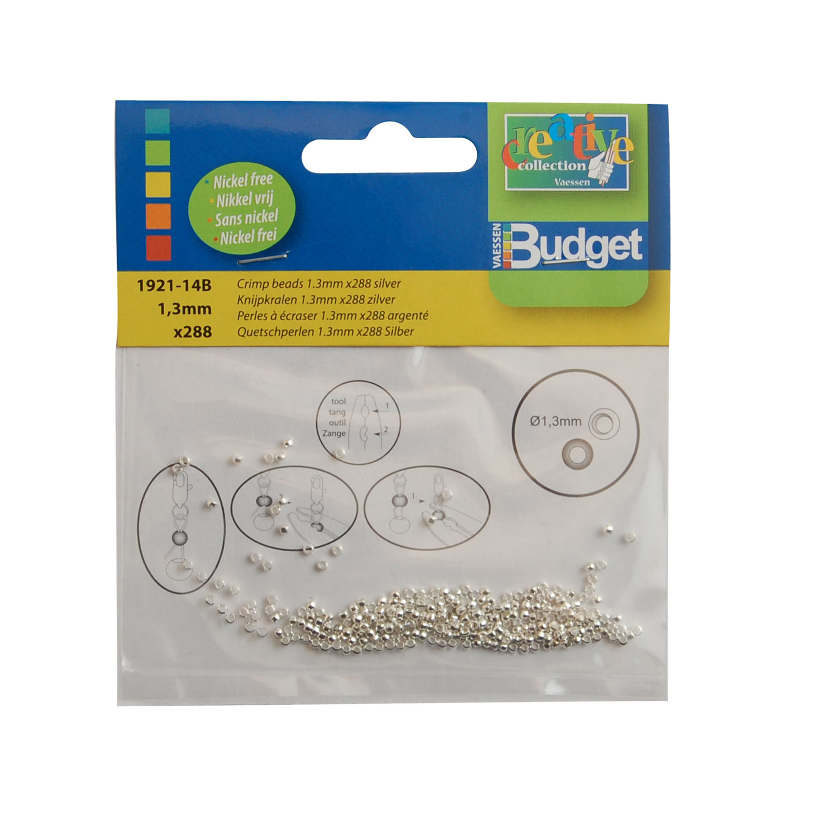 Vaessen Creative • Quetschperlen 1.3mm 288pcs Silber