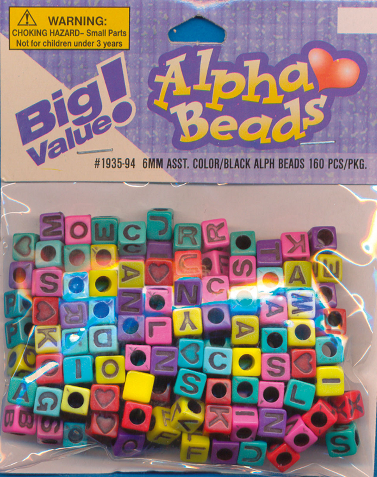Darice • Alfabet Beads Kl/Zw. 6mm 160pcs assorti