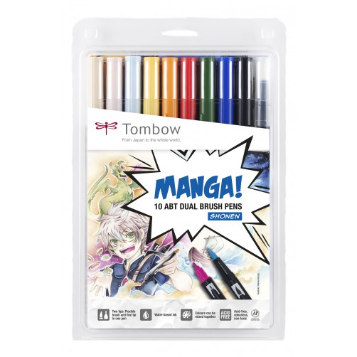 Tombow • Manga Shonen dual brush pen 10pcs