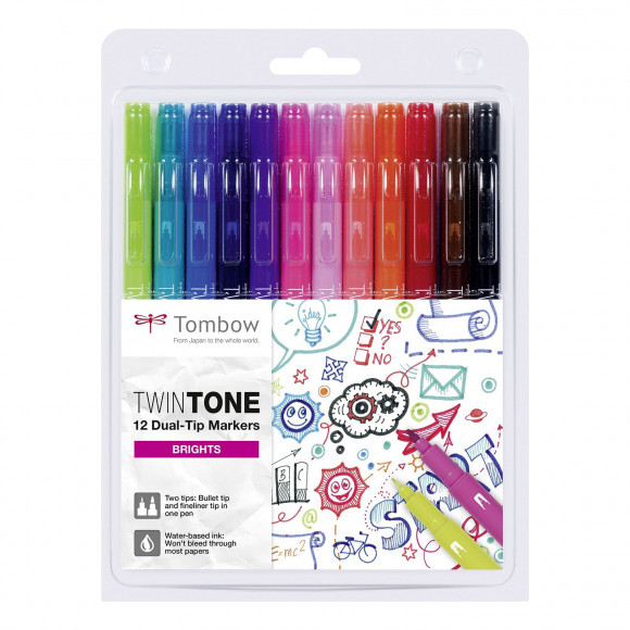 Tombow • Twintone dual-tip markers couleurs primaires 12pcs