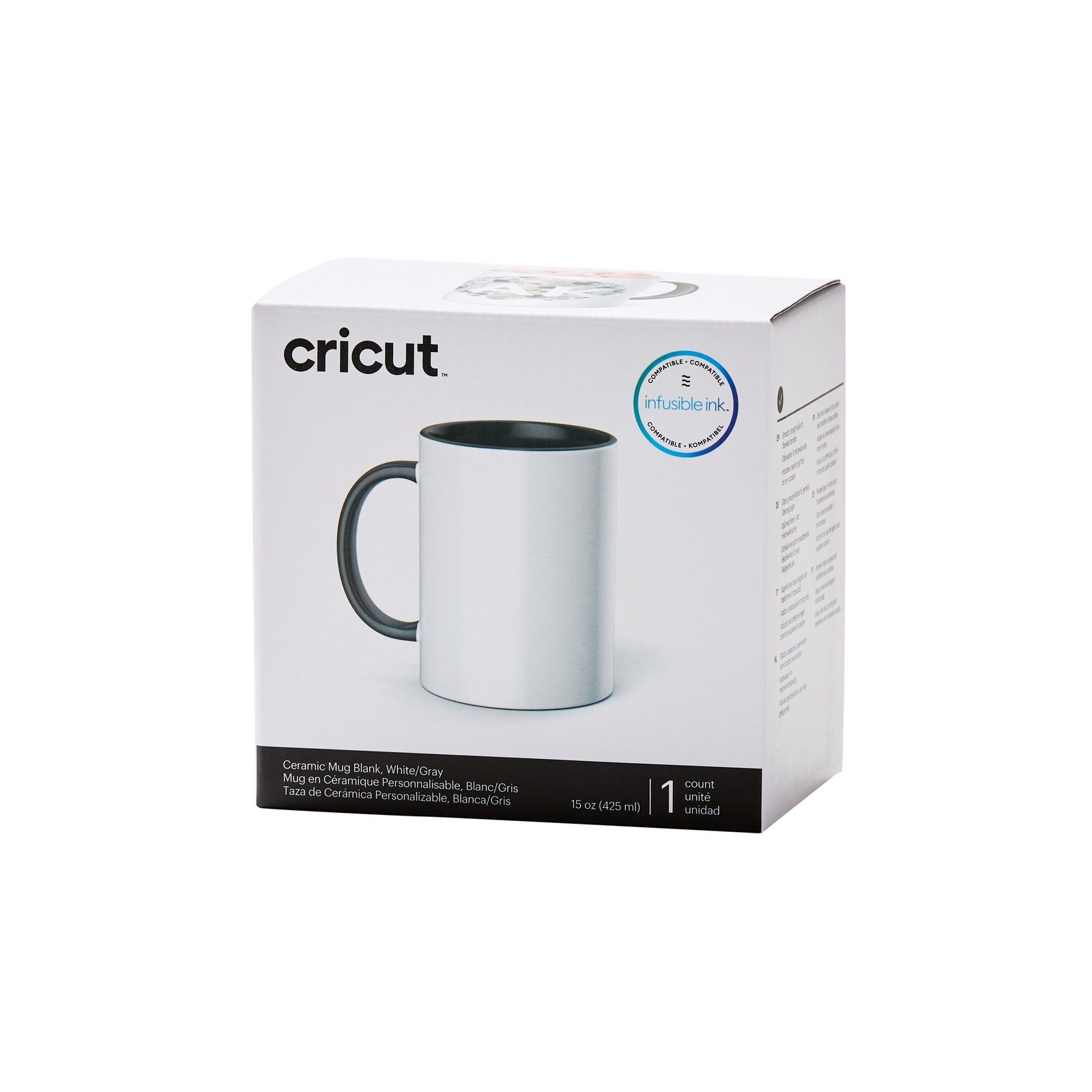 Cricut • Mug 15oz 1piece Grey/White