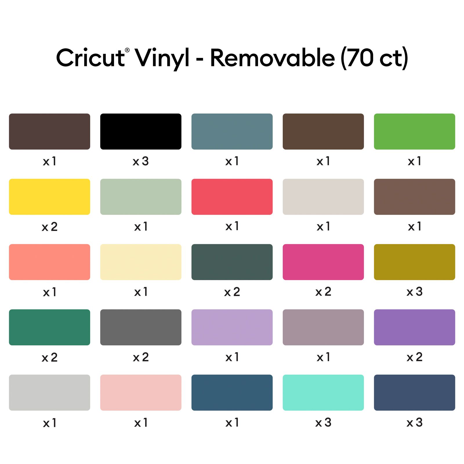 Cricut • Premium Vinyl Removable 12x12 70 sheets Various colours