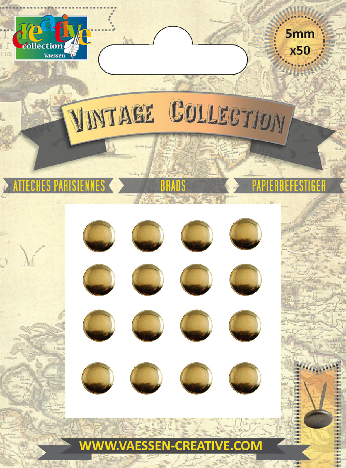 Vaessen Creative • Attaches parisiennes vintage 5mm Or 