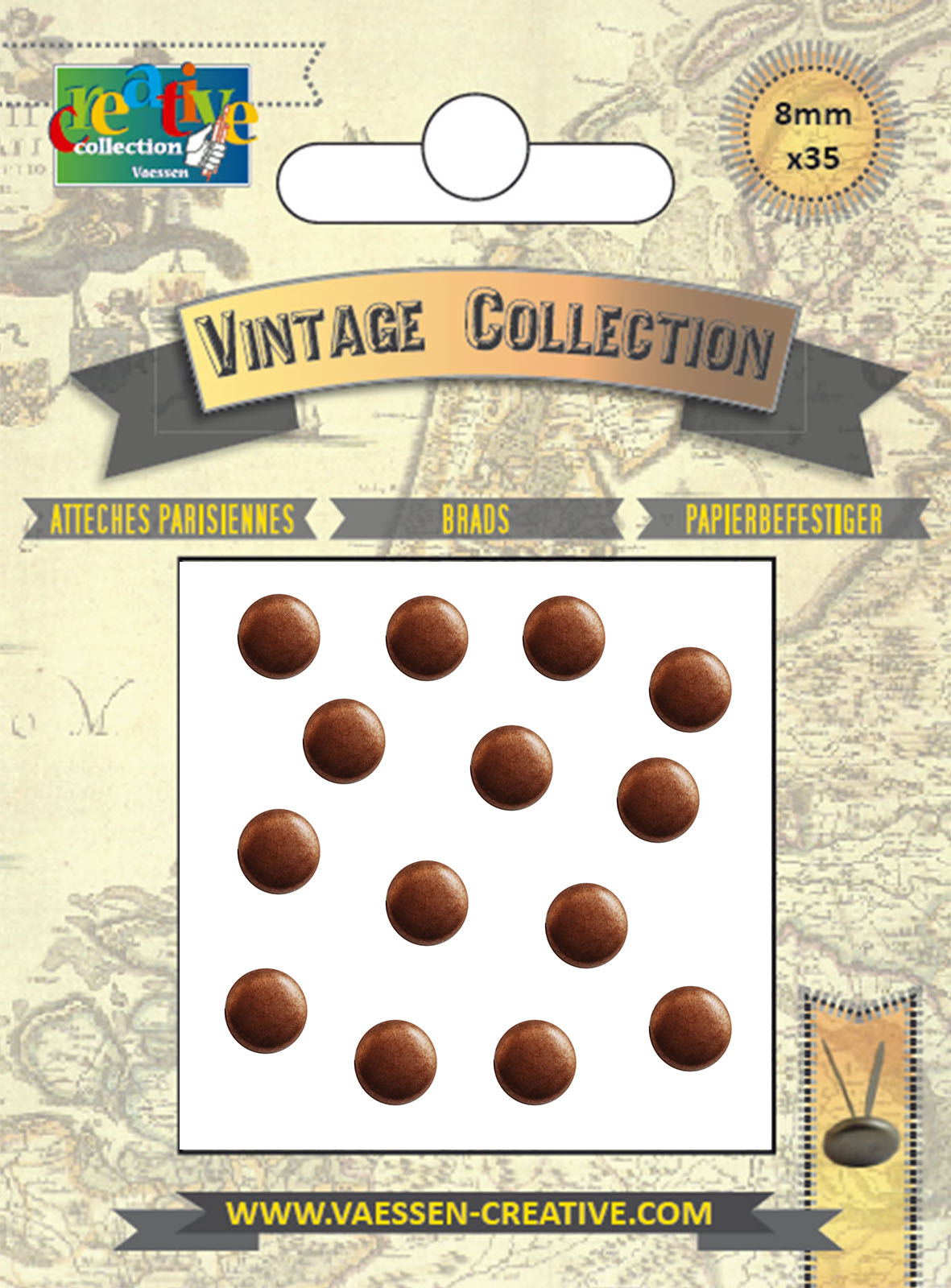 Vaessen Creative • Brads vintage 8mm Cobre antiguo 