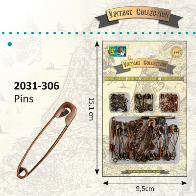 Vaessen Creative • Vintage Pins 66pcs