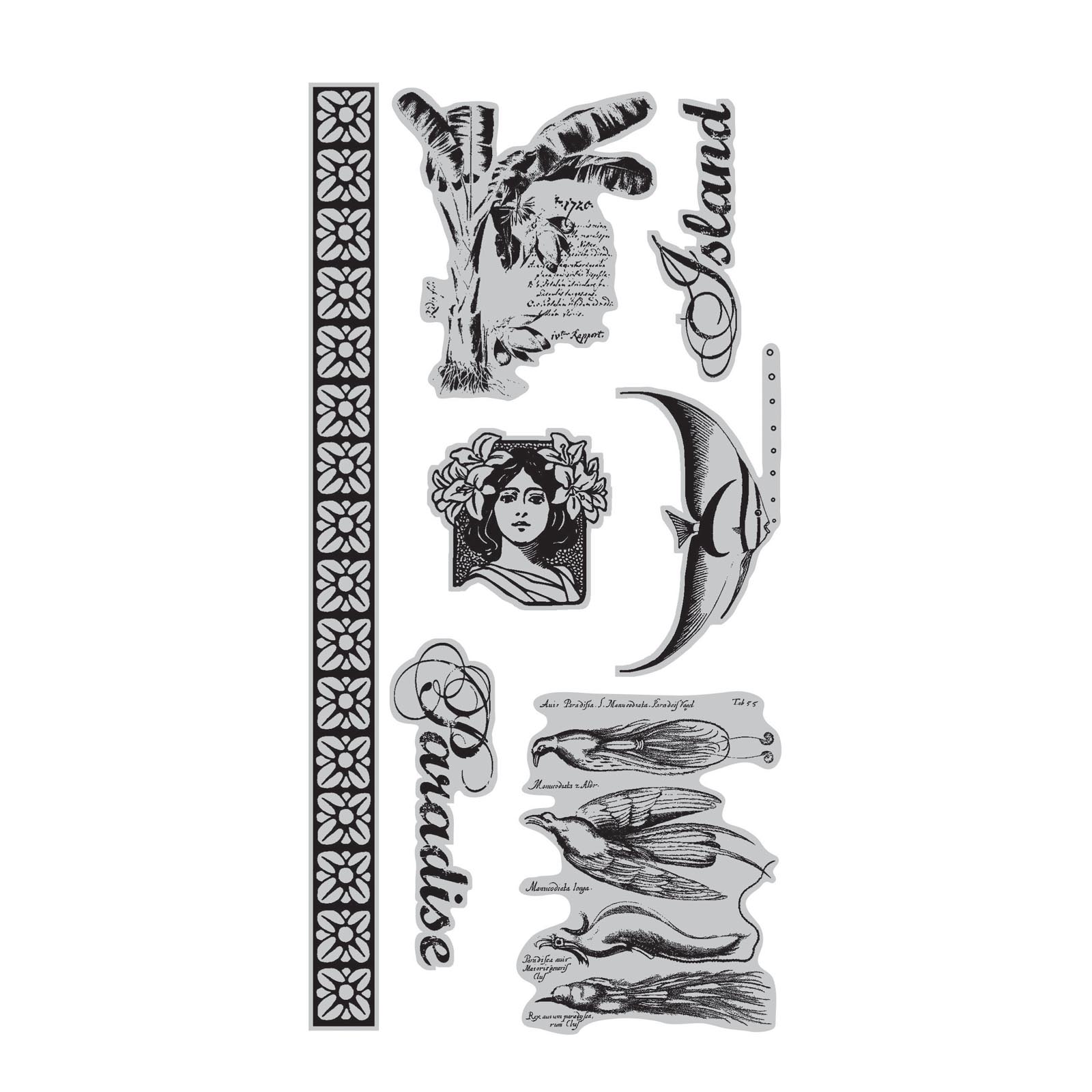 Graphic45 • Rubber Stamp Tropical Travel Cling 3