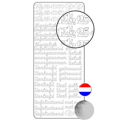 Vaessen Creative • Sticker 10x23cm 10pcs Zilver Diverse Felicitatieteksten