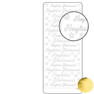 Vaessen Creative • Sticker 10x23cm 10pcs Gold Herzlichen Gluckwunsch