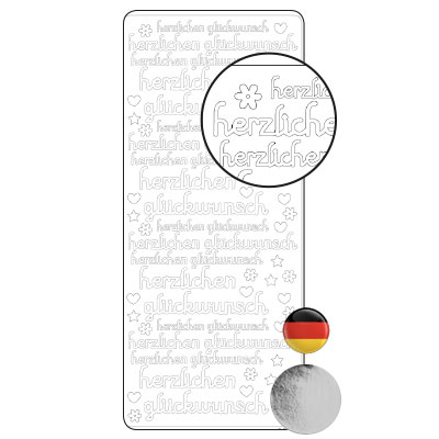 Vaessen Creative • Sticker 10x23cm 10pcs Silver Herzlichen Gluckwunsch
