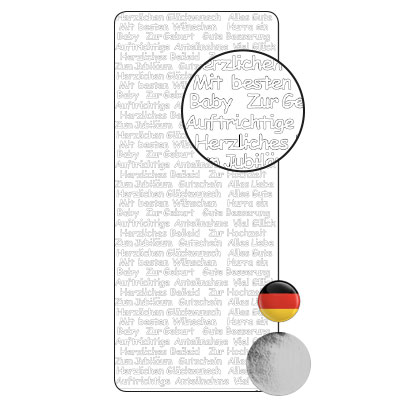 Vaessen Creative • Sticker 10x23cm 10pcs Silver Diverse German Texts