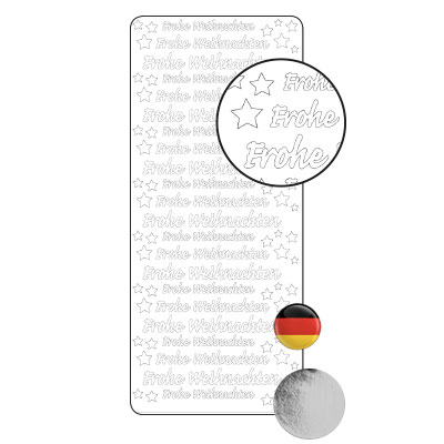 Vaessen Creative • Sticker 10x23cm 10pcs Silver  Frohe Weihnachten  