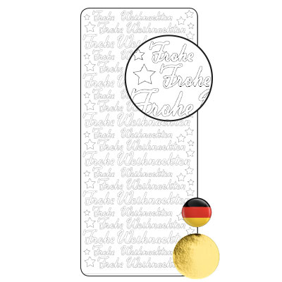 Vaessen Creative • Sticker 10x23cm 10pcs Gold Frohe Weihnachten