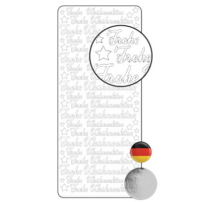 Vaessen Creative • Sticker 10x23cm 10pcs Silver Frohe Weihnachten