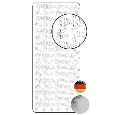 Vaessen Creative • Sticker 10x23cm 10pcs Zilver Diverse Duitse Teksten