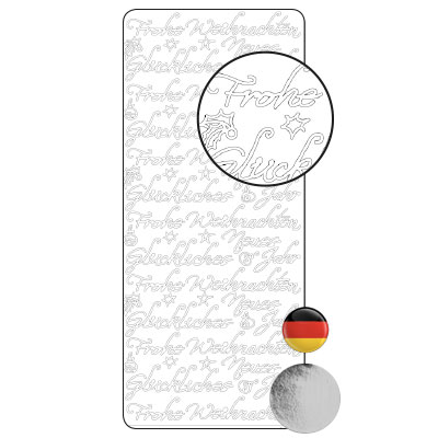 Vaessen Creative • Sticker 10x23cm 10pcs Zilver Diverse Duitse Teksten