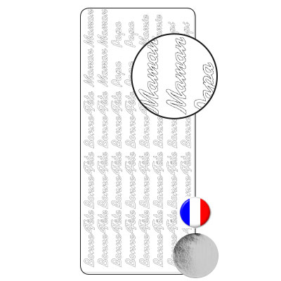 Vaessen Creative • Sticker 10x23cm 10pcs Silver Diverse French Texts