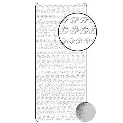 Vaessen Creative • Sticker 10x23cm 10pcs Silver Alphabet Numbers